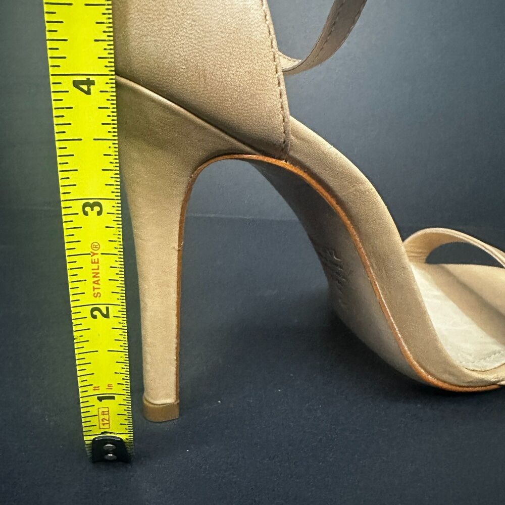 Schutz Stiletto Sandal 6.5 Ankle Strap Nude Heels Formal Cocktail Tan Cadey Lee - Picture 9 of 11